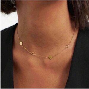 New! Anthropologie Jewelry Gold Plated Clover Necklace NWOT